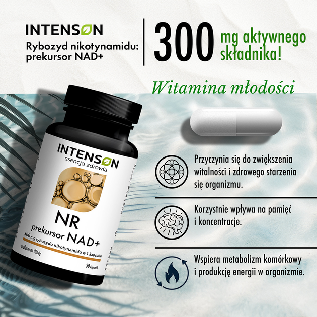 Suplement diety Intenson NR Chlorek rybozydu nikotynamidu 30 kapsułek (5905454131858) - obraz 5