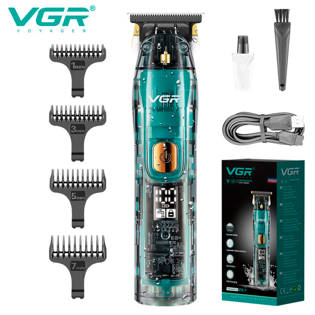 Тример акумуляторний Professional VGR V-961, 4 насадки, LED дисплей - зображення 2