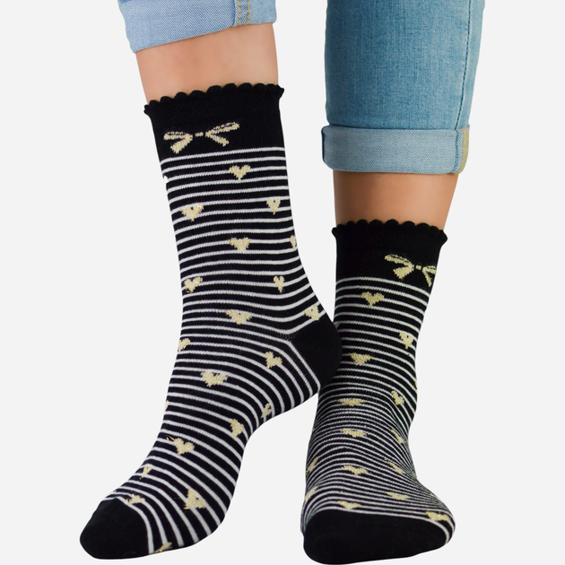 Skarpetki młodzieżowe NOVITI SB059-W-01 cotton 35-38 Czarne (5905204334690) - obraz 2