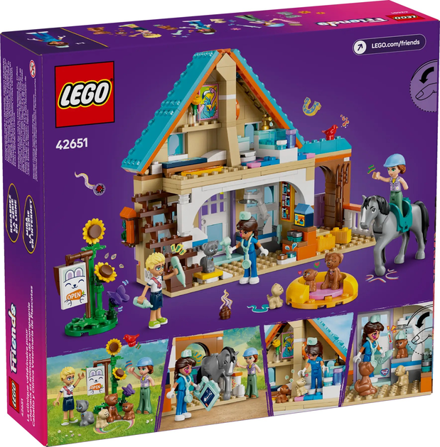 Zestaw klocków LEGO Friends Koń i lecznica dla zwierząt 428 elementów (42651) - obraz 1