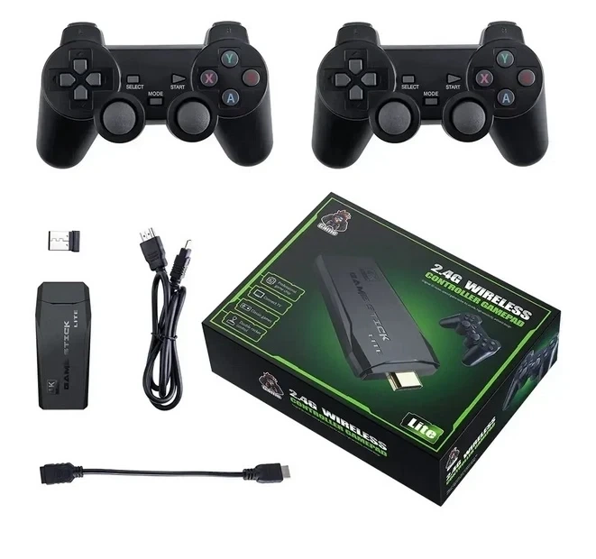 Игровая приставка M8 64gb Mini Game Stick 4K HDMI + 2 беспроводных джойстика, консоль для телевизора - изображение 5