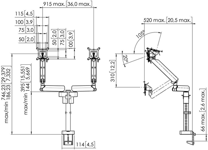 Uchwyt biurkowy do monitora Vogels Momo 4237 10-34" White (7142371) - obraz 3