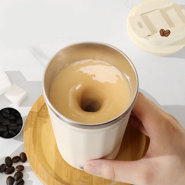 Автоматическая чашка мешалка-термос A-Plus Mixing Cup 2в1 400мл термокружка с магнитом Белая - изображение 5