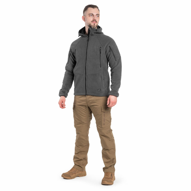 Тактическая флисовая кофта Helikon Patriot Mk2 Hybrid Fleece с капюшоном grey серая S - изображение 2