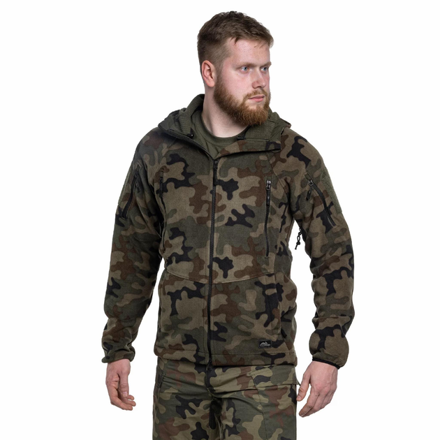 Тактическая флисовая кофта Helikon Patriot Mk2 Hybrid Fleece с капюшоном woodland 2XL - изображение 2