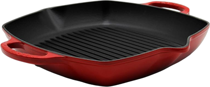 Patelnia grillowa LeCreuset kwadratowa z dwoma uchwytami czarno-czerwona 30 cm (0024147297604) - obraz 1