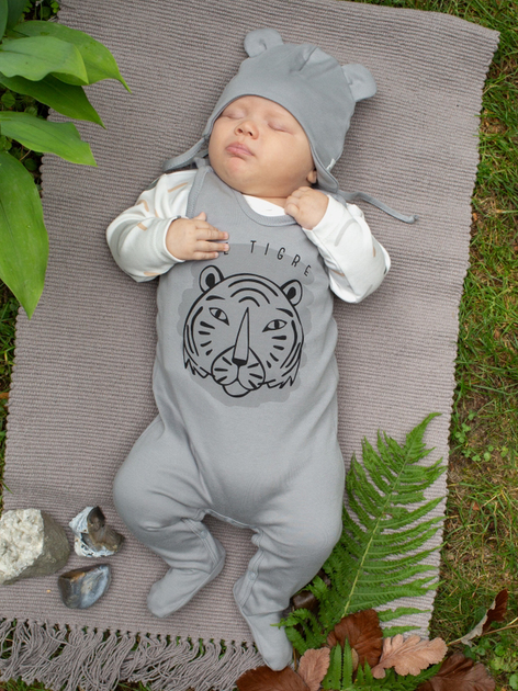 Дитячі повзунки для новонароджених Pinokio Le Tigre Sleepsuit 68-74 см Grey (5901033279966) - зображення 1