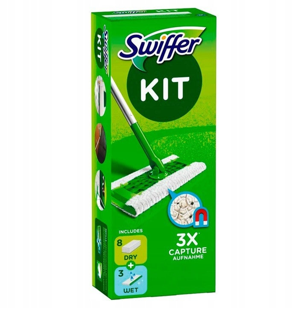 Mop Swiffer Kit 8 suchych i 3 mokrych sciereczek do zbierania kurzu z podlog (8006540316764) (955555905029664) - Outlet - obraz 1