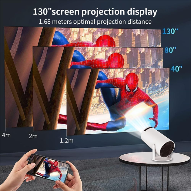 Проектор VHG HY300, Android 12, 4K, Full HD 1080P, White - изображение 3