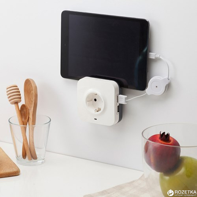 Переходник с заземлением Legrand Elium 2К+З 16 А 250 В 2xUSB с ...