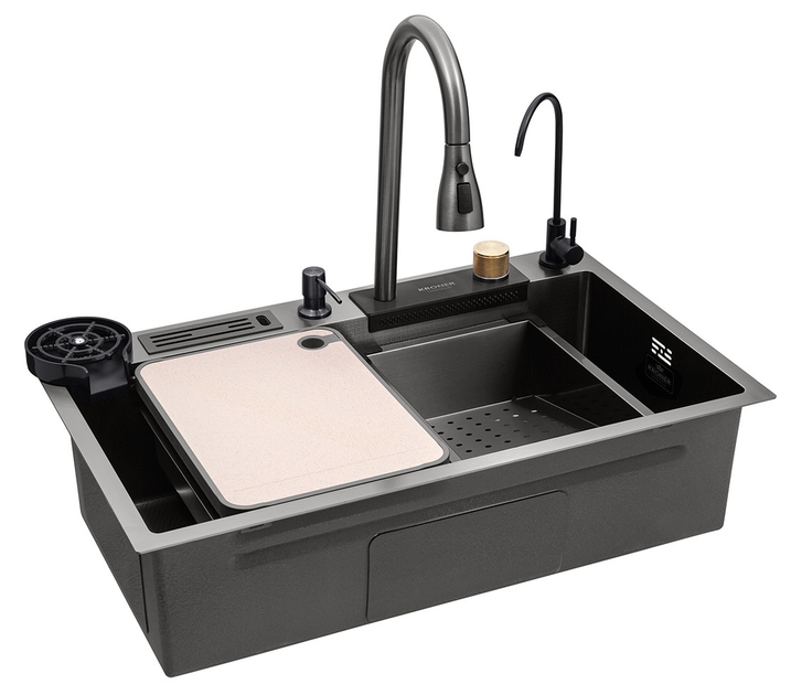 Кухонна мийка KRONER KRP Schwarze SET7545NB PVD (3.0/0.8 мм) - зображення 1