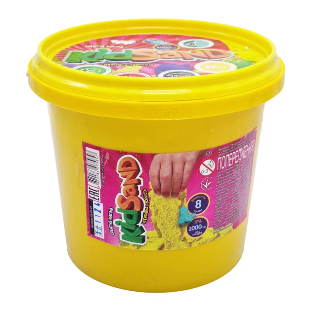 Набор креативного творчества "Кинетический песок" KidSand" Danko Toys KS-01-01 ведро 1000г Желтый - Фото 1 Набор креативного творчества "Кинетический песок" KidSand" Danko Toys KS-01-01 ведро 1000г Желтый - изображение 1