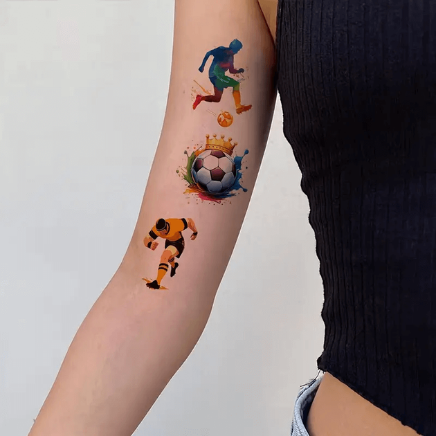 Набір "Футбол №1" із 10 дитячіх тимчасових тату по 12*7 см (football-tattoo-mini-set-1-10) - зображення 3