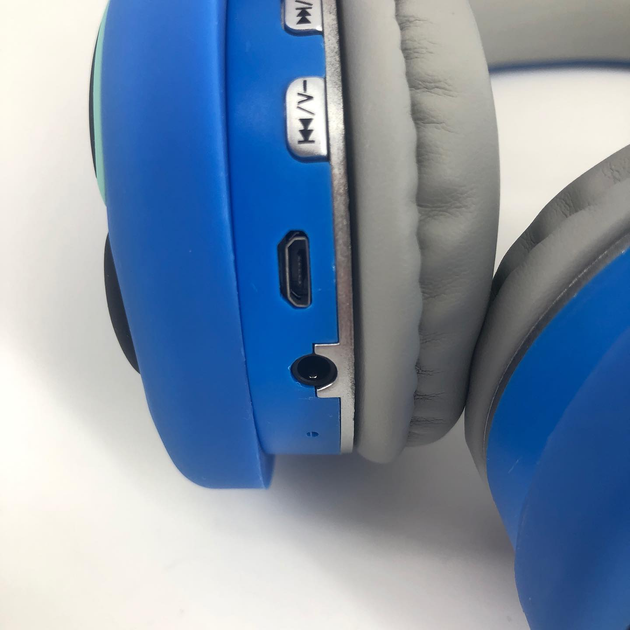 Бездротові навушники з мікрофоном дитячі повнорозмірні S-Audio Stitch "Стич" Bluetooth гарнітура з вбудованим плеєром Сині - изображение 5