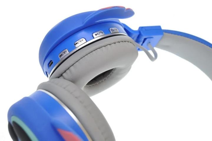 Бездротові навушники з мікрофоном дитячі повнорозмірні S-Audio Stitch "Стич" Bluetooth гарнітура з вбудованим плеєром Сині - изображение 8