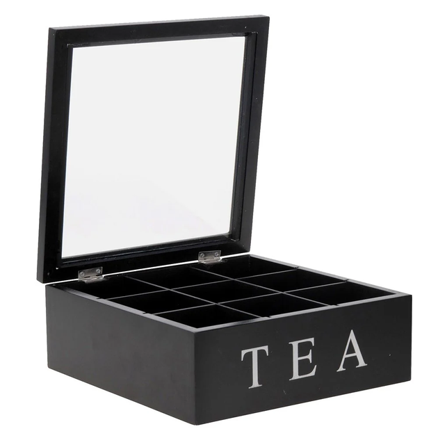 Коробка для чайних пакетиків Home & Styling Collection Tea 22.5 x 22.5 x 9 см Чорна (8718158267955) - зображення 2