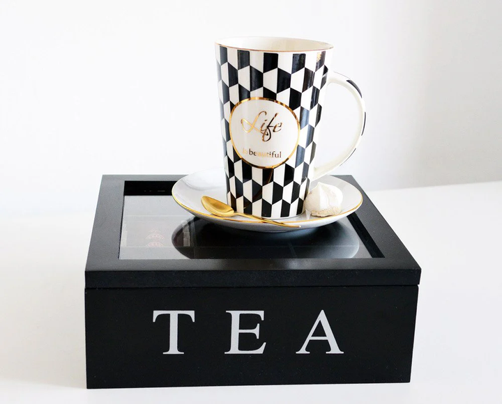 Herbaciarka Home & Styling Collection Tea 22.5 x 22.5 x 9 cm Czarna (8718158267955) - obraz 3