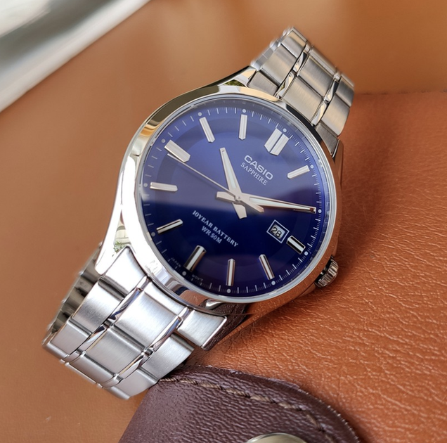 Наручные часы Casio MTS-100D-2AVDF синие с серебристым циферблатом. - Фото 4 Наручные часы Casio MTS-100D-2AVDF синие с серебристым циферблатом. - изображение 4