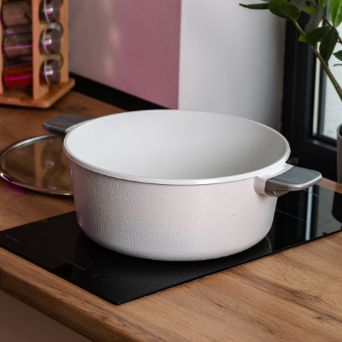 Кастрюля алюмінієва із антипригарним покриттям 5 л, білий(HP-4-455W)(WB) - Фото 3 Кастрюля алюмінієва із антипригарним покриттям 5 л, білий(HP-4-455W)(WB) - зображення 3
