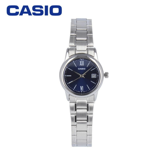 Женские часы Casio модель LTP-V002D-2B3 представлены в синем цвете с элементами из серебристого металла. - изображение 7