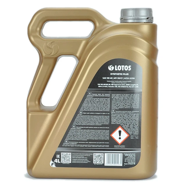 Масло моторное LOTOS Oil SYNTHETIC PLUS A3/B4 SN/CF 5W-40 4 л (WF-K402Y00-0H0) - изображение 2