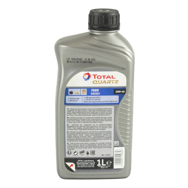 Масло моторное TOTAL QUARTZ 7000 ENERGY SL/CF 10W-40 1 л (201535) - изображение 2