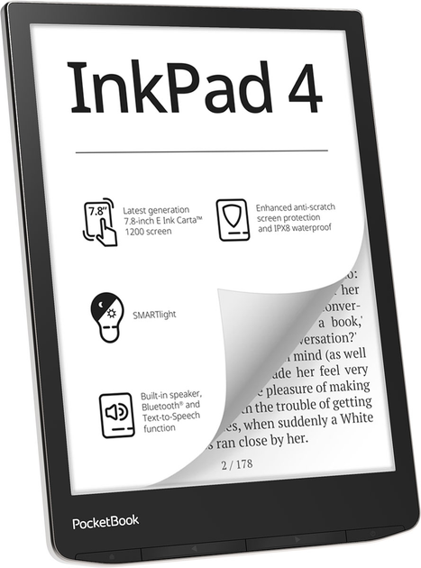 E-book PocketBook InkPad 4 (PB743G) IPX8 Stardust Silver (PB743G-U-WW) - obraz 2