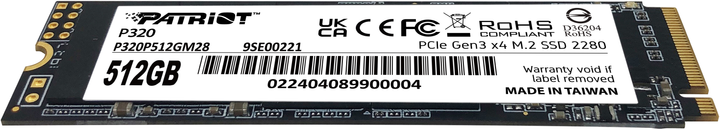Dysk SSD Patriot P320 512GB M.2 2280 PCIe Gen 3.0 x4 NVMe TLC (P320P512GM28) - obraz 4