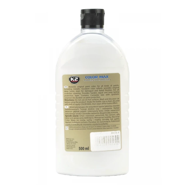 Поліроль восковий білий K2 COLOR MAX 500ML (K025BI) - Фото 2 Поліроль восковий білий K2 COLOR MAX 500ML (K025BI) - зображення 2