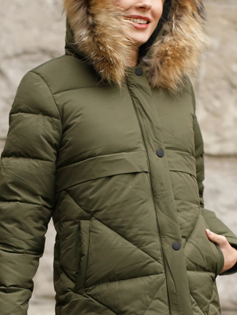 Парка зимова з хутром жіноча PERSO BLH919079F XL Хакі (5905080208719) - зображення 4