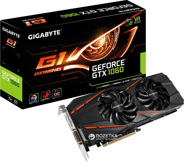 Видеокарта Gigabyte PCI-Ex GeForce GTX 1060 G1 Gaming 6GB GDDR5 Видеокарта Gigabyte PCI-Ex GeForce GTX 1060 G1 Gaming 6GB GDDR5