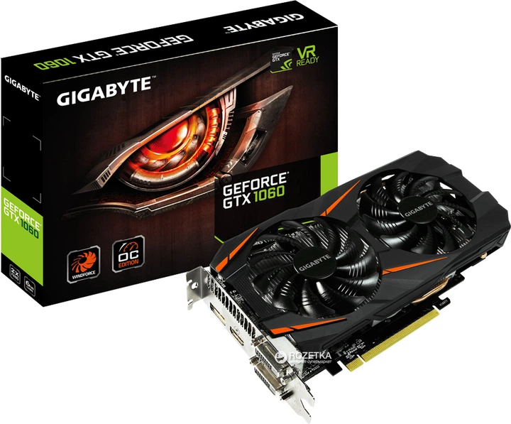 Видеокарта Gigabyte PCI-Ex GeForce GTX 1060 Windforce OC 6GB GDDR5