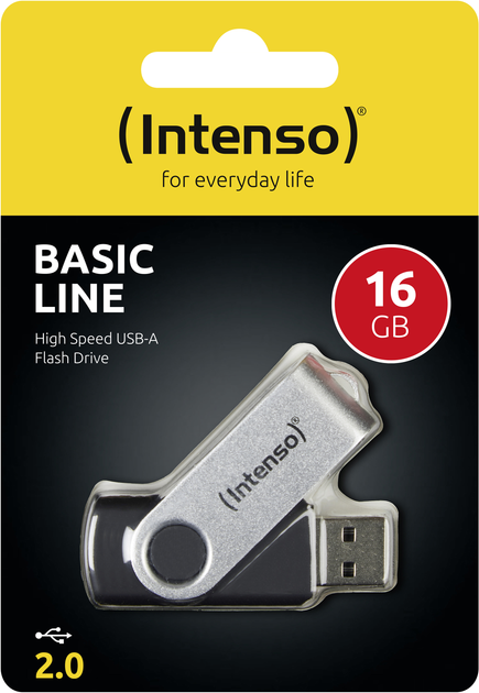 Флеш пам'ять USB Intenso Basic Line 16GB USB 2.0 Black-Silver (3503470) - зображення 3