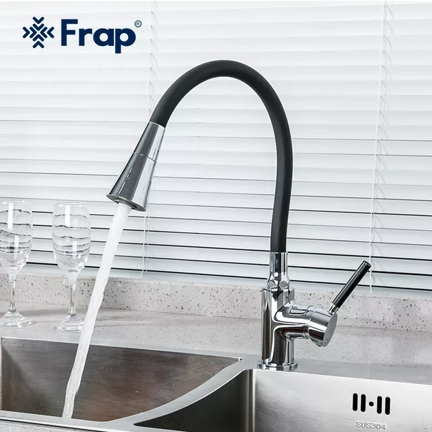 Кухонный смеситель c гибким изливом Frap F4044 чёрный - Фото 3 Кухонный смеситель c гибким изливом Frap F4044 чёрный - изображение 3
