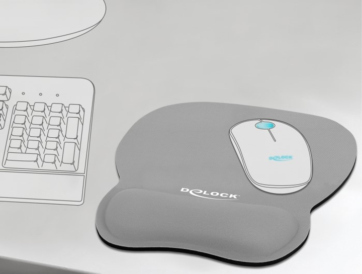 Килимок для миші Delock Ergonomic Mouse Pad with Wrist Rest Grey (4043619126989) - зображення 3