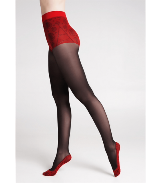 Колготки в цветочный узор SAPPHIRE 40 - Giulia - SAPPHIRE 40 - 2-S - Nero/Salsa - Фото 2 Колготки в цветочный узор SAPPHIRE 40 - Giulia - SAPPHIRE 40 - 2-S - Nero/Salsa - изображение 2