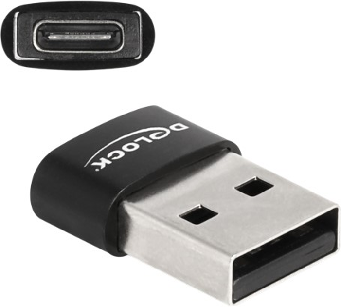 Adapter Delock USB Type-A male to USB Type-C female Black (4043619600021) - obraz 1