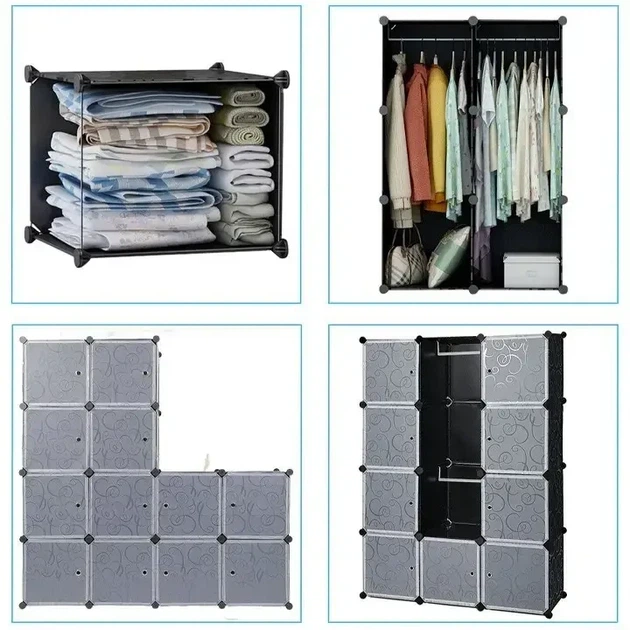 Складна пластикова шафа Storage Cube Cabinet МР 312-62А Чорний - зображення 8