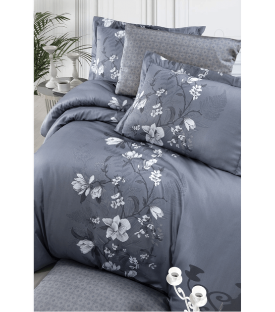 Комплект постільної білизни Satin Cotton First Choice - First Choice - S-481 EVAN INDİGO - Полуторний - Синій - Фото 2 Комплект постільної білизни Satin Cotton First Choice - First Choice - S-481 EVAN INDİGO - Полуторний - Синій - зображення 2