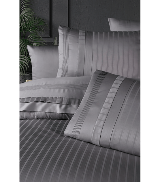 Комплект постельного белья Deluxe Satin Dark Series First Choice - First Choice - DLX-83 New Trend Quicksilver - Евро - Серый - Фото 2 Комплект постельного белья Deluxe Satin Dark Series First Choice - First Choice - DLX-83 New Trend Quicksilver - Евро - Серый - изображение 2