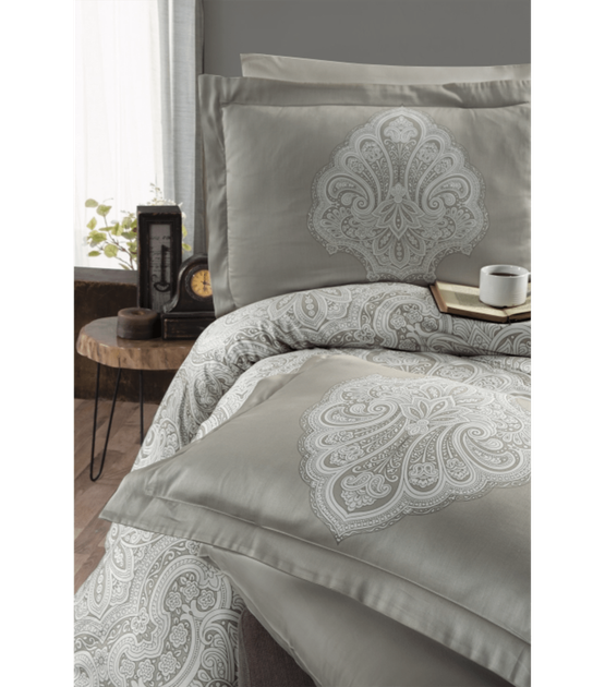 Комплект постельного белья Satin Cotton First Choice - First Choice - S-466 MİLENA BEİGE - Полуторный - Бежевый - изображение 2