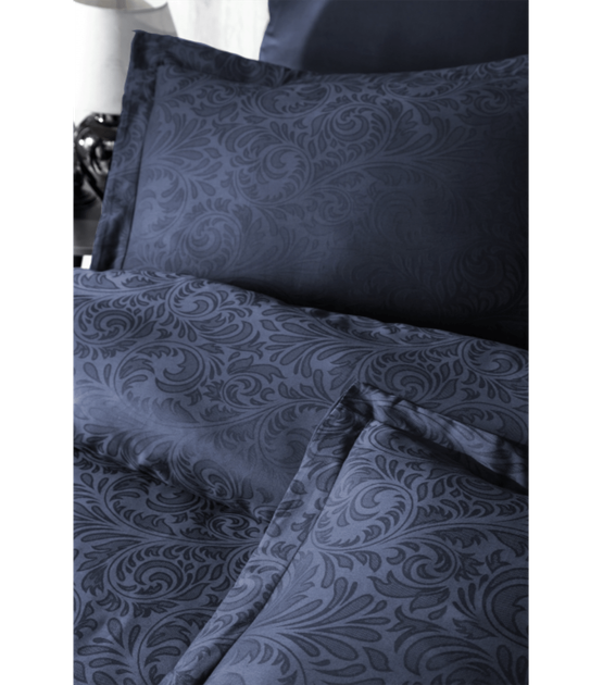Комплект постельного белья Jacquard Satin Dark Series First Choice - First Choice - JS-06 TECNA NAVY BLUE - Евро - Темно-синий - изображение 2