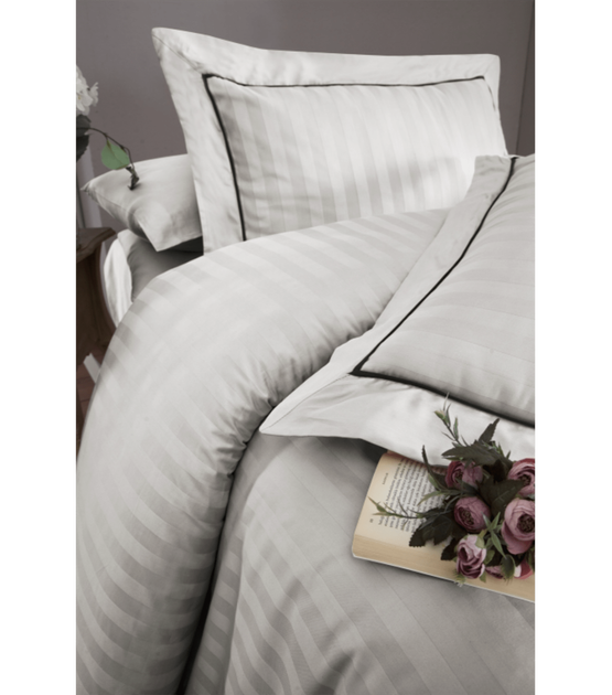 Комплект постельного белья Deluxe Satin First Choice - First Choice - DLX-16 NOVEL LİNE SAND - Евро - Молочный - Фото 2 Комплект постельного белья Deluxe Satin First Choice - First Choice - DLX-16 NOVEL LİNE SAND - Евро - Молочный - изображение 2