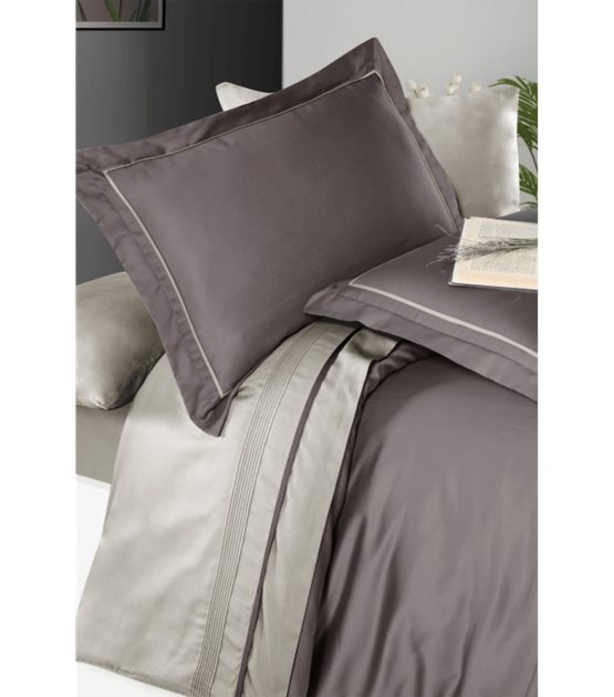 Комплект постельного белья Deluxe Satin First Choice - First Choice - S-400 SERENİTY LİLAC BEİGE - Евро - Коричневый - изображение 2