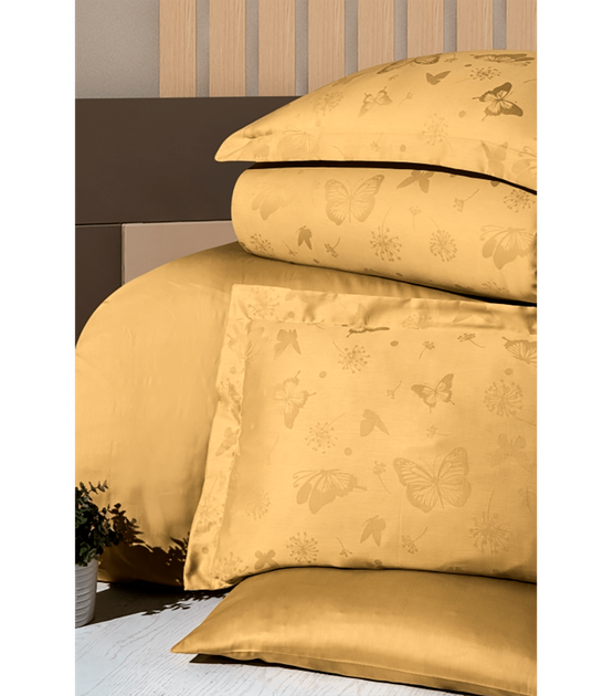 Комплект постельного белья Jacquard Satin First Choice - First Choice - JS-214 Corina Ocher - Евро - Желтый - изображение 2