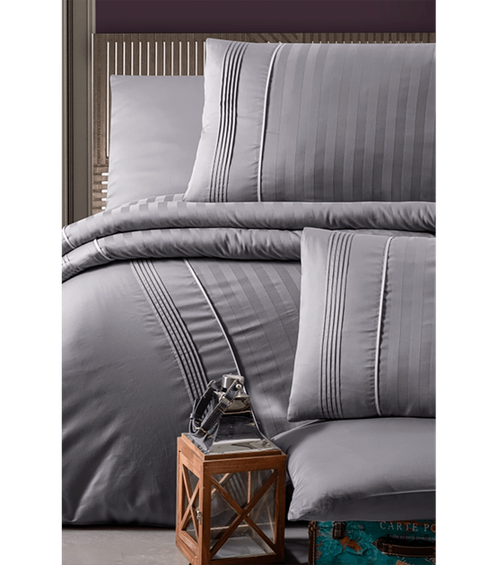 Комплект постельного белья Deluxe Satin Dark Series First Choice - First Choice - DLX-204 Modalife Quicksilver - Евро - Серый - изображение 2