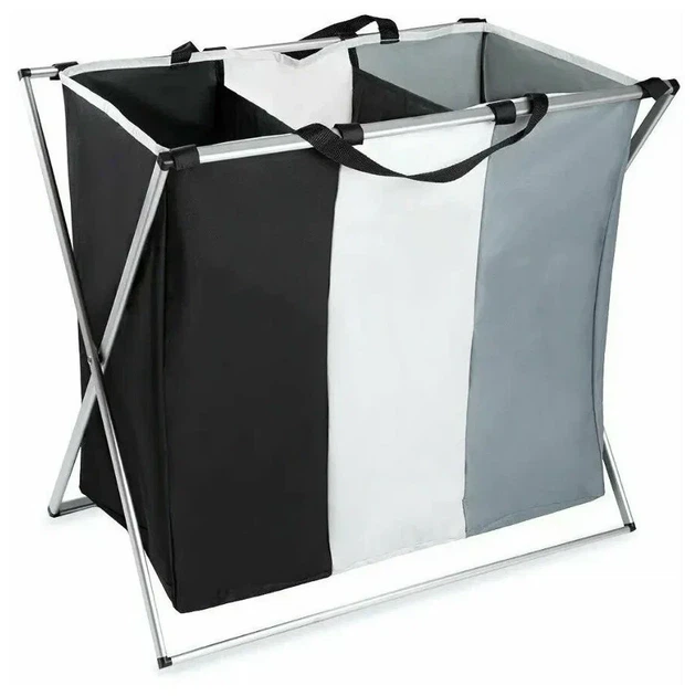 Складная бельевая корзина с тремя отделениями для белья на 120 л Laundry RD-3045 - изображение 2