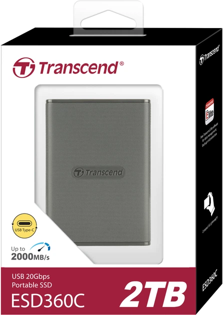 SSD диск Transcend ESD360C 2TB USB Type-C 3D NAND (TS2TESD360C) External - Фото 6 SSD диск Transcend ESD360C 2TB USB Type-C 3D NAND (TS2TESD360C) External - изображение 6
