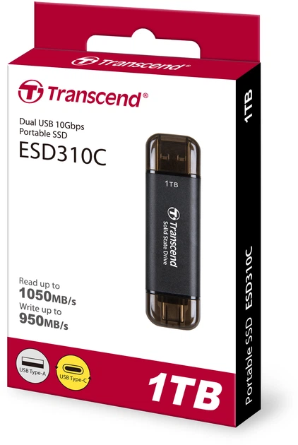 SSD диск Transcend ESD310C 1TB USB Type-A/USB Type-C 3D NAND