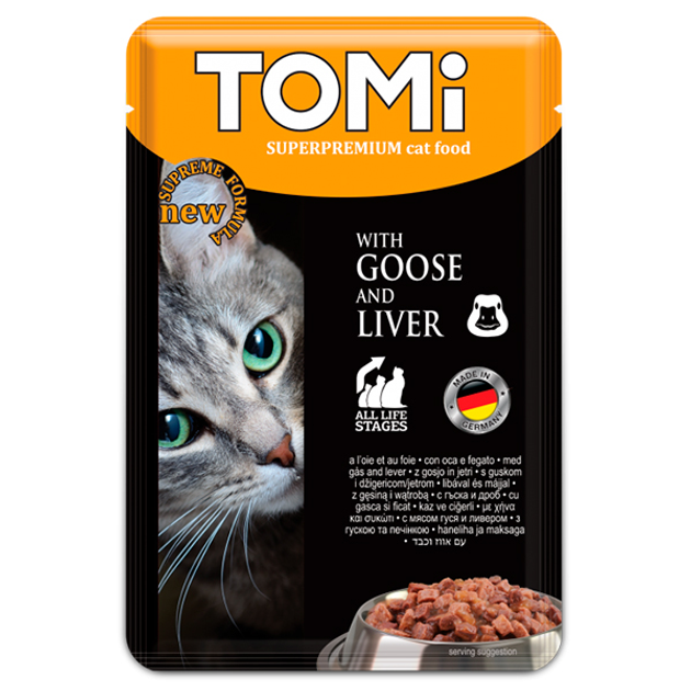 Влажный корм для кошек TOMi Goose Liver с гусем и печенью 100 г ...